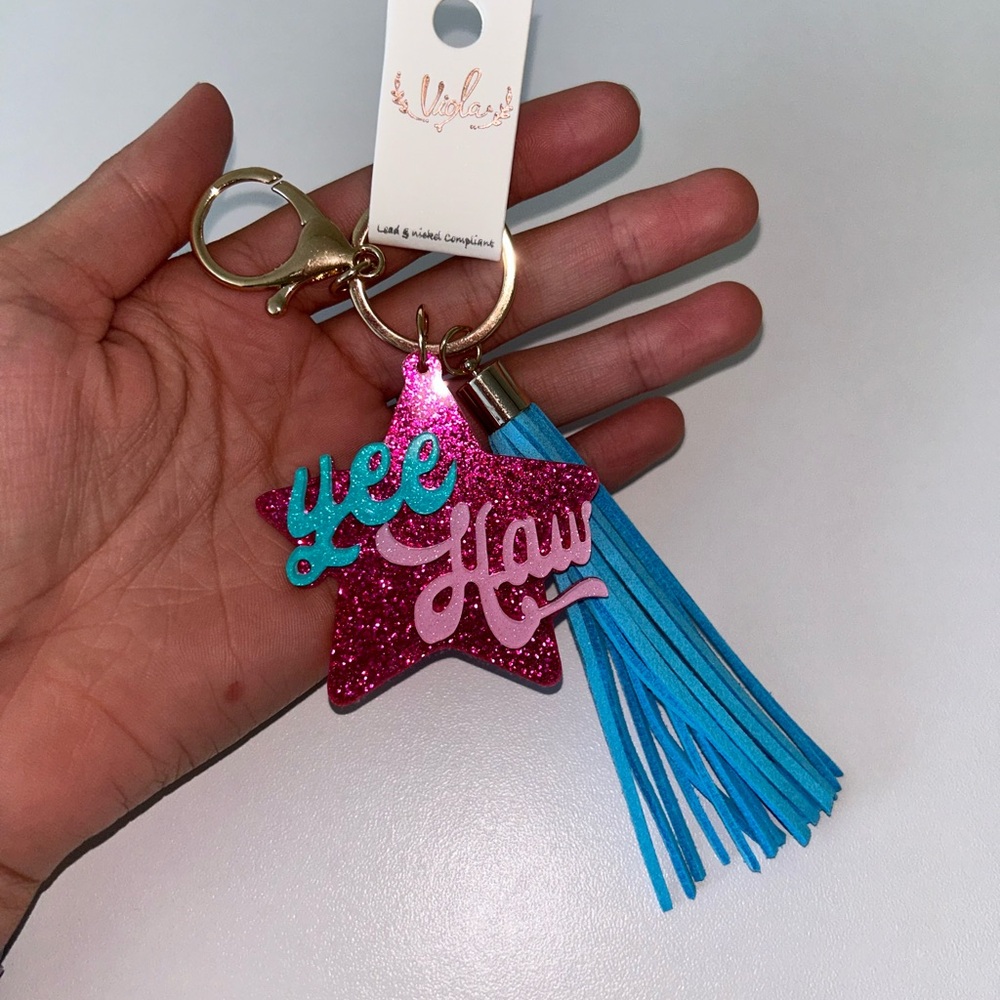 Pink and Blue Star Keychain